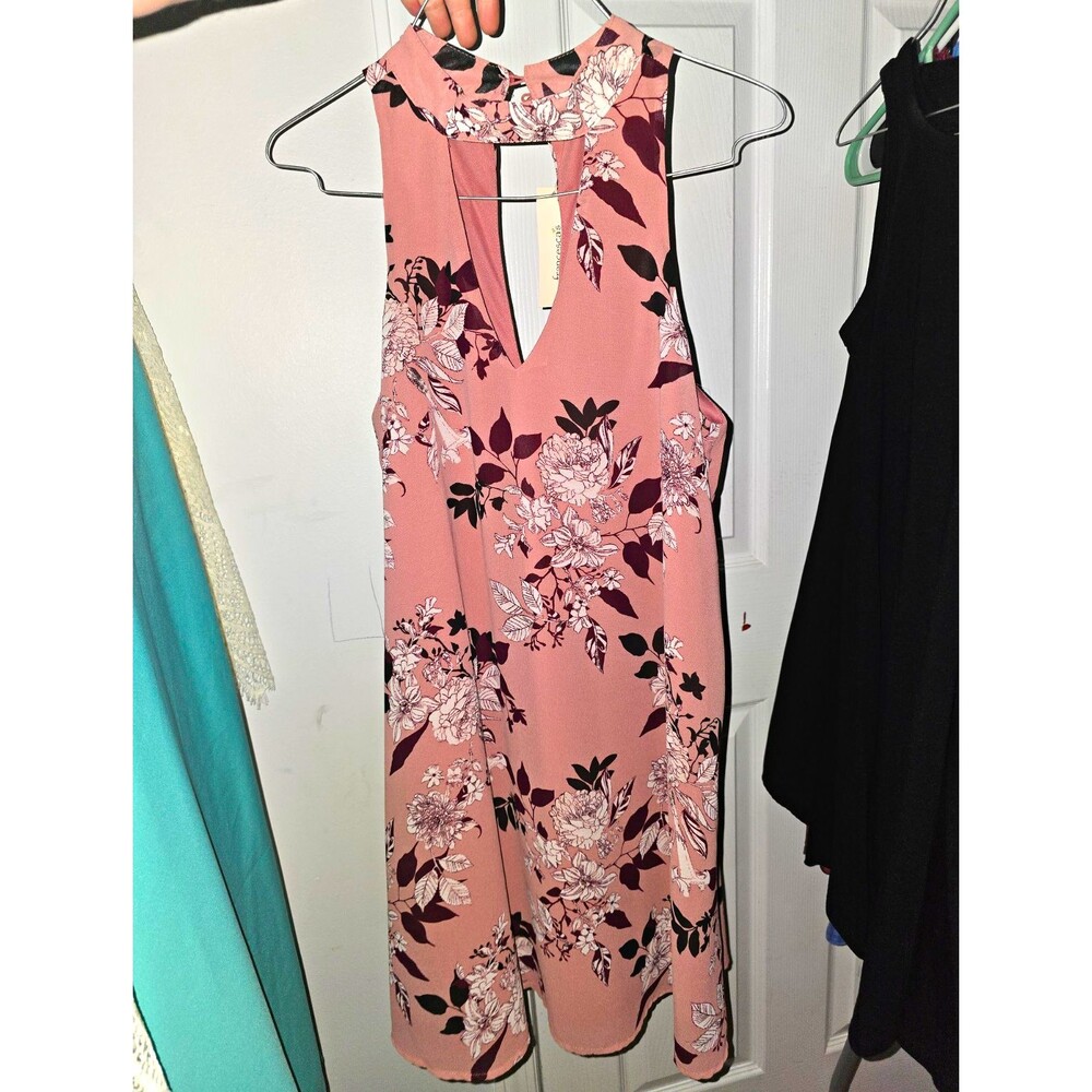 francesca's Pink Floral Sleeveless Mini Dress Short Length Women’s Size S